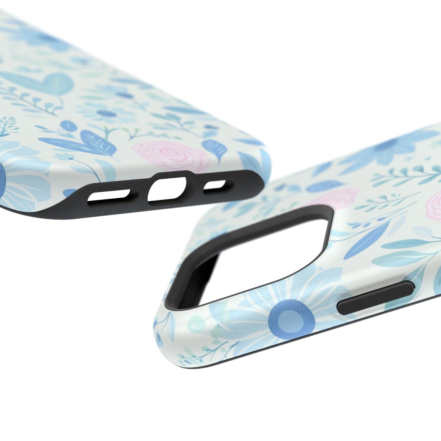 Floral Pastel Magnetic Impact Phone Case — Blue & Pink Botanical Design