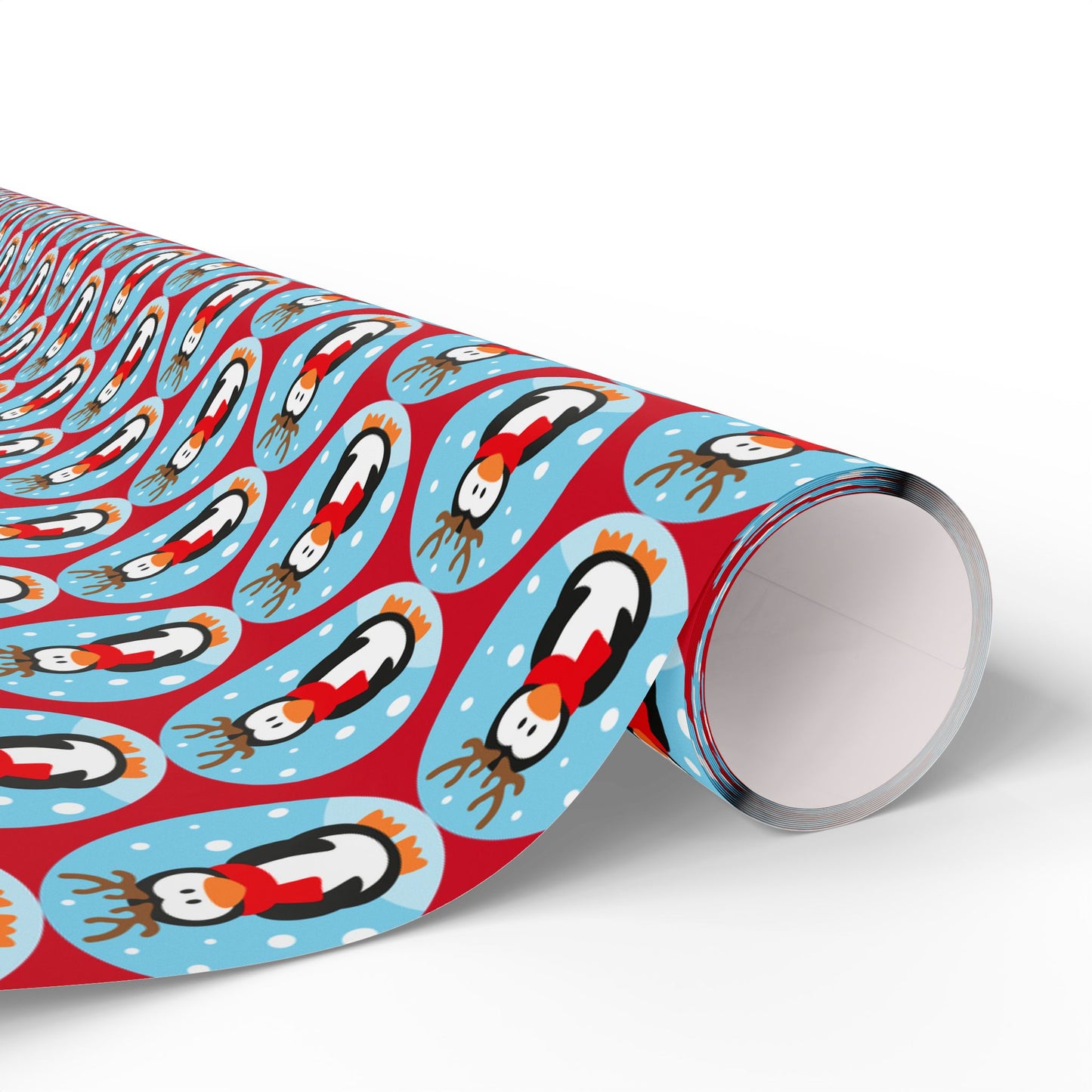 Wrapping Paper Roll — Festive Penguin Pattern Holiday Gift Wrap