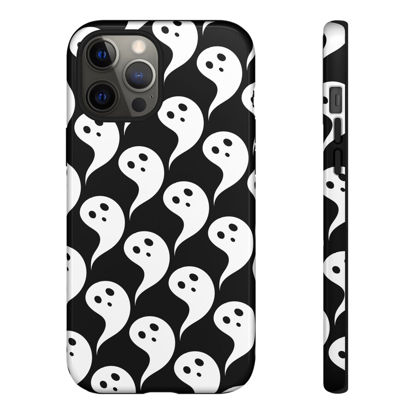 Ghost Pattern Phone Case, Cute Ghost Cell Phone Cover, Halloween Accessory, Spooky Gift, Black and White Phone Case