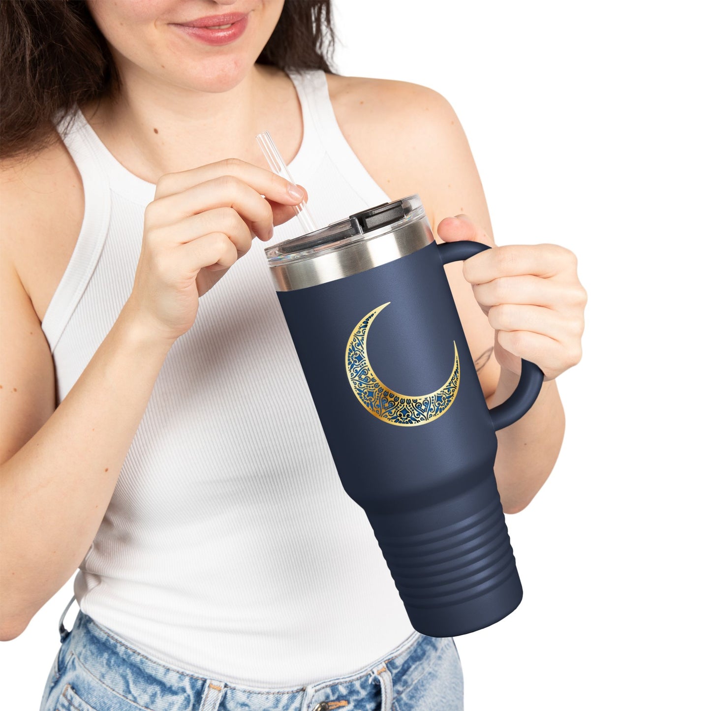 Sparkling Crescent Moon Travel Mug - 40oz Insulated Drinkware, Perfect for Coffee Lovers, Outdoor Adventures, Gifts for Her, Birthday, [...]