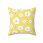 Floral Yellow Square Pillow – Cozy Home Decor, Gift for Her, Spring Accent, Mother's Day, Tropical Vibe