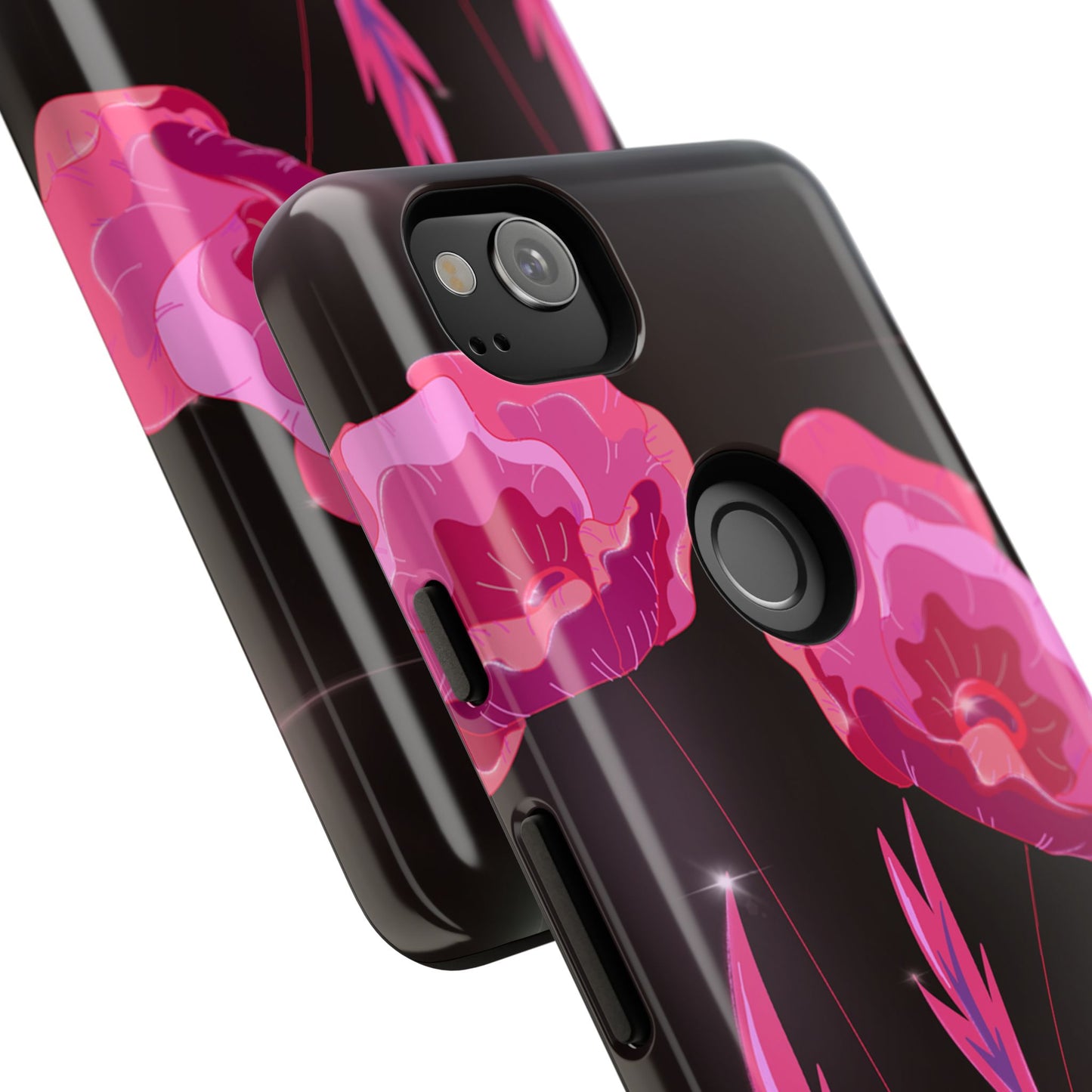 Floral iPhone Case | Tough Cases with Pink Poppy Design, Elegant Flower Phone Cover, Gift for Her, Spring Accessories, Chic Tech