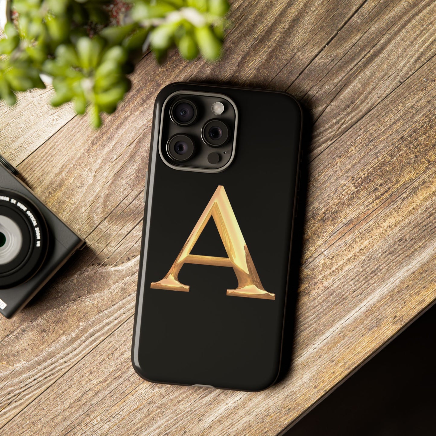 Custom Phone Case with Gold Letter A, Monogrammed Gift, Tough Protective Case, Personalized Phone Accessory, Unique Phone Cover