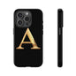 Custom Phone Case with Gold Letter A, Monogrammed Gift, Tough Protective Case, Personalized Phone Accessory, Unique Phone Cover
