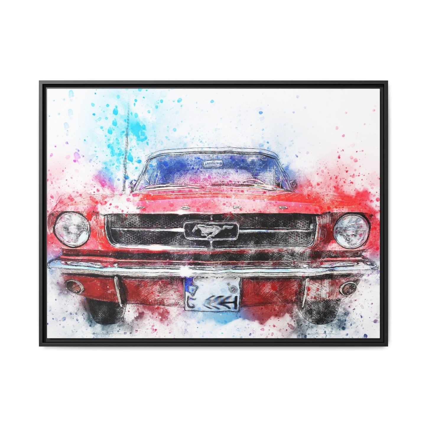 Matte Canvas, Framed Mustang Car