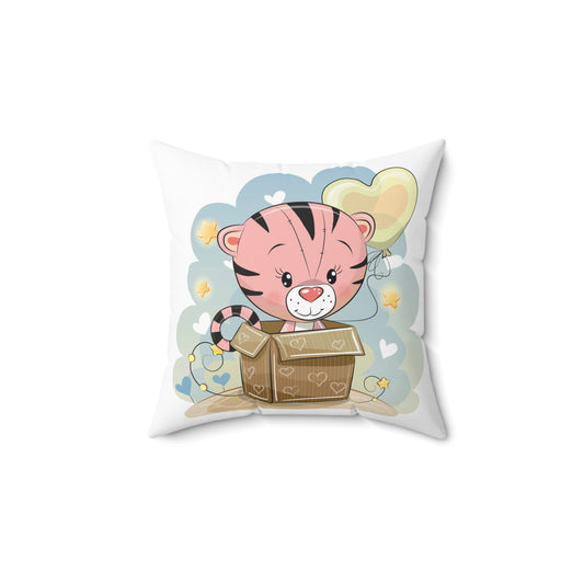 Cute Tiger Print Throw Pillow decorative Cushion, Kids Room Decor