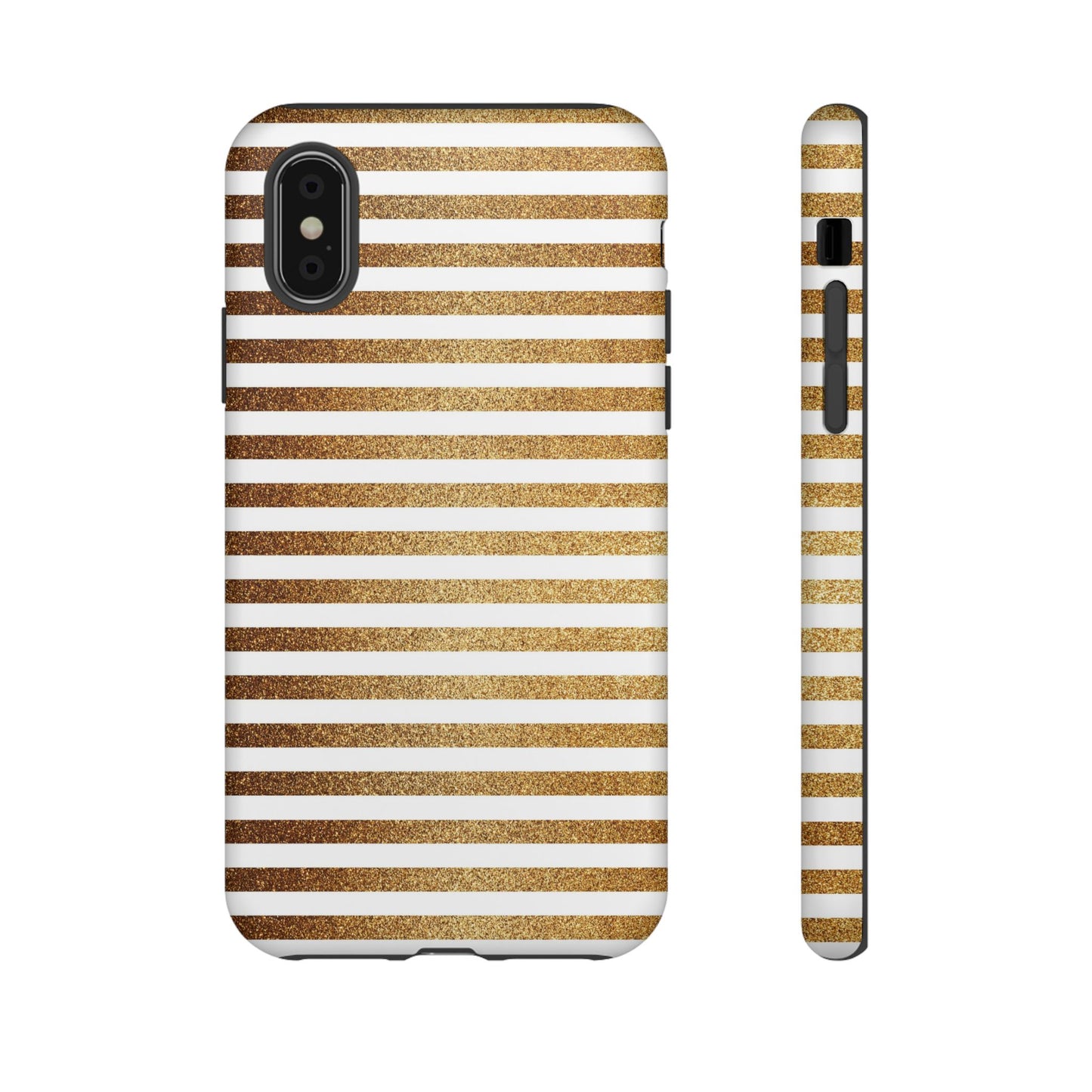 Glamorous Gold Striped Phone Case | Tough Cases, Stylish Phone Cover, Chic Accessories, Gift for Her, Fashionable Tech