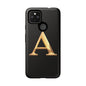 Custom Phone Case with Gold Letter A, Monogrammed Gift, Tough Protective Case, Personalized Phone Accessory, Unique Phone Cover