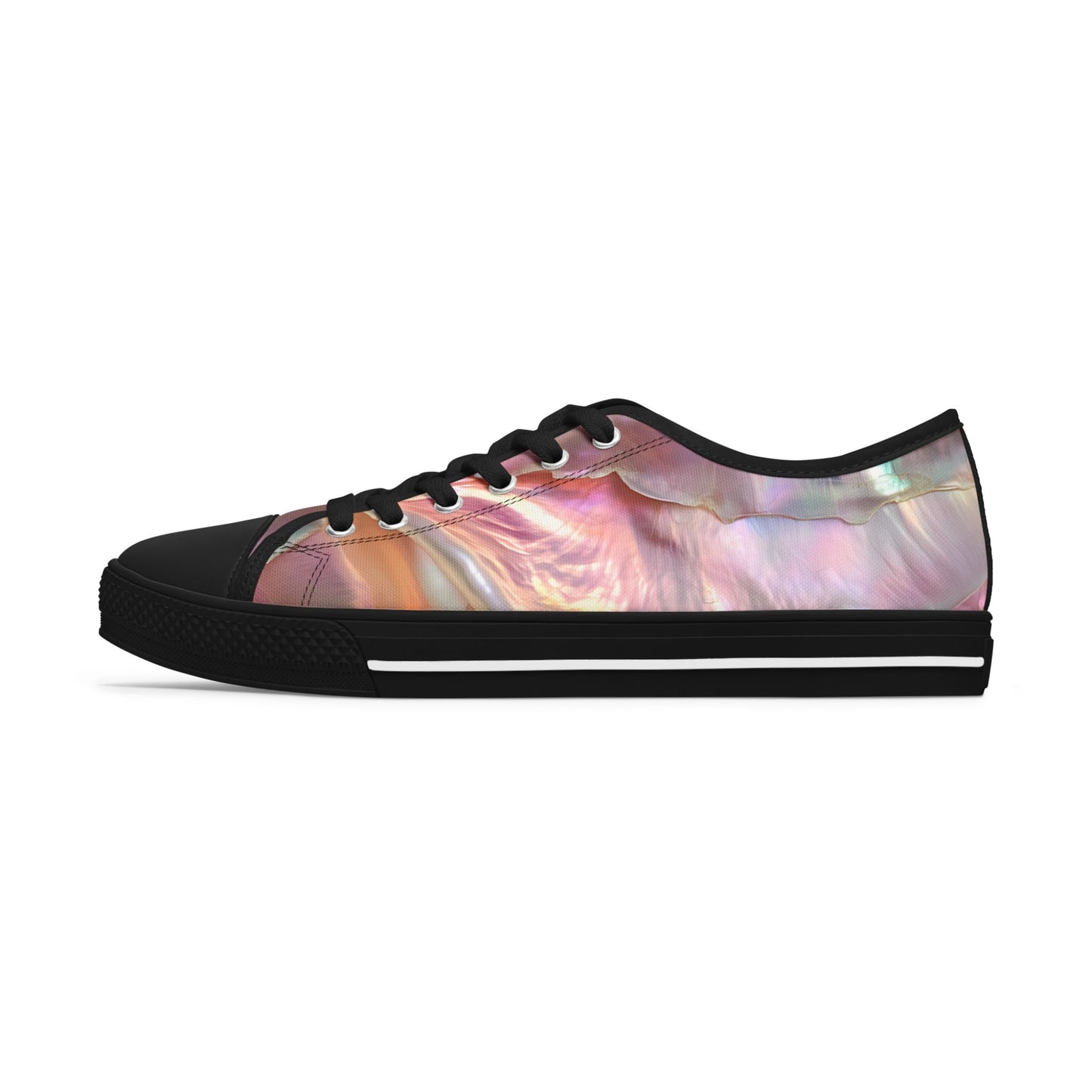 Low Top Sneakers — Iridescent Pearl Swirl Casual Shoes