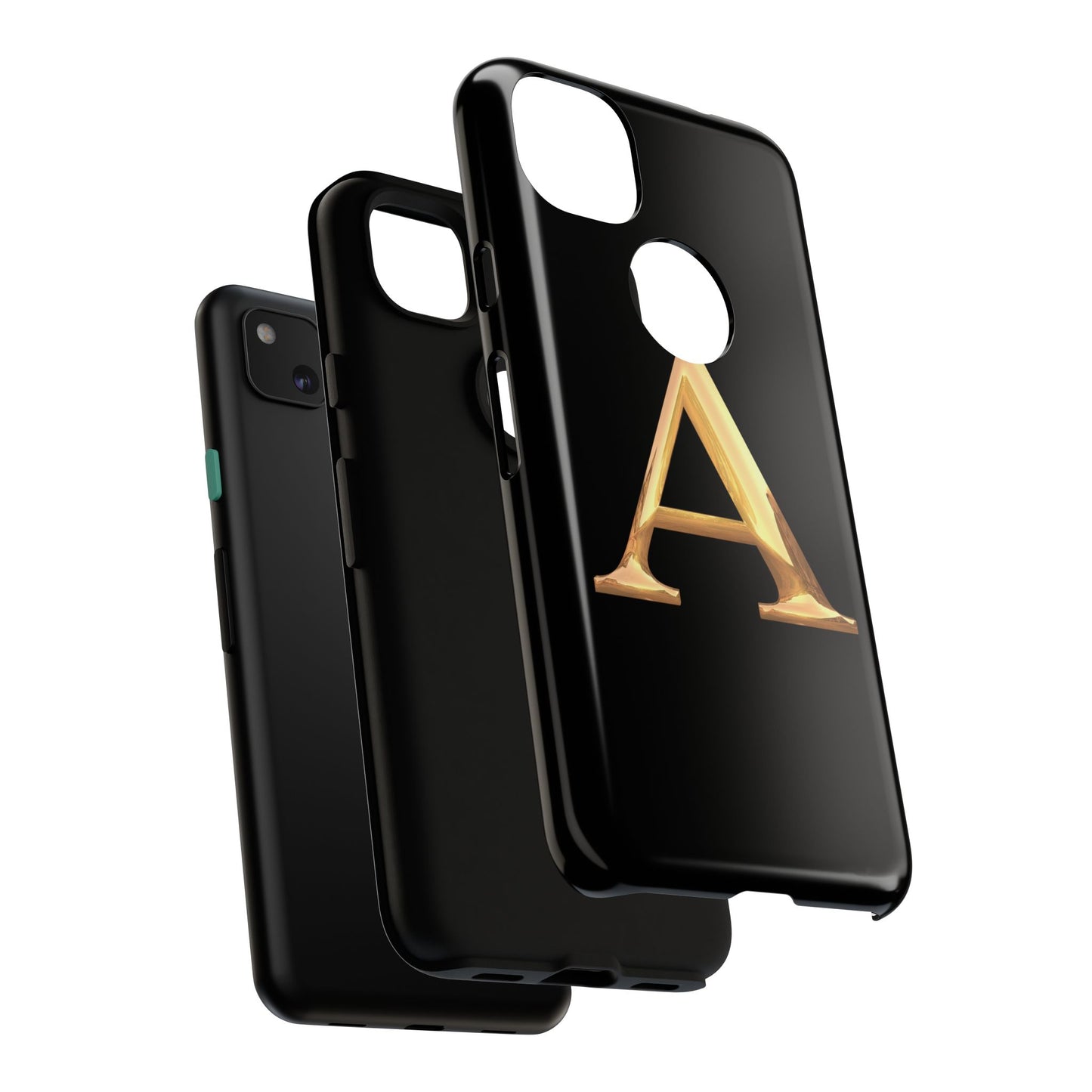 Custom Phone Case with Gold Letter A, Monogrammed Gift, Tough Protective Case, Personalized Phone Accessory, Unique Phone Cover