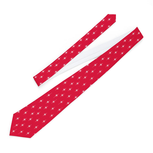 Men's Festive Red Necktie with Star Pattern