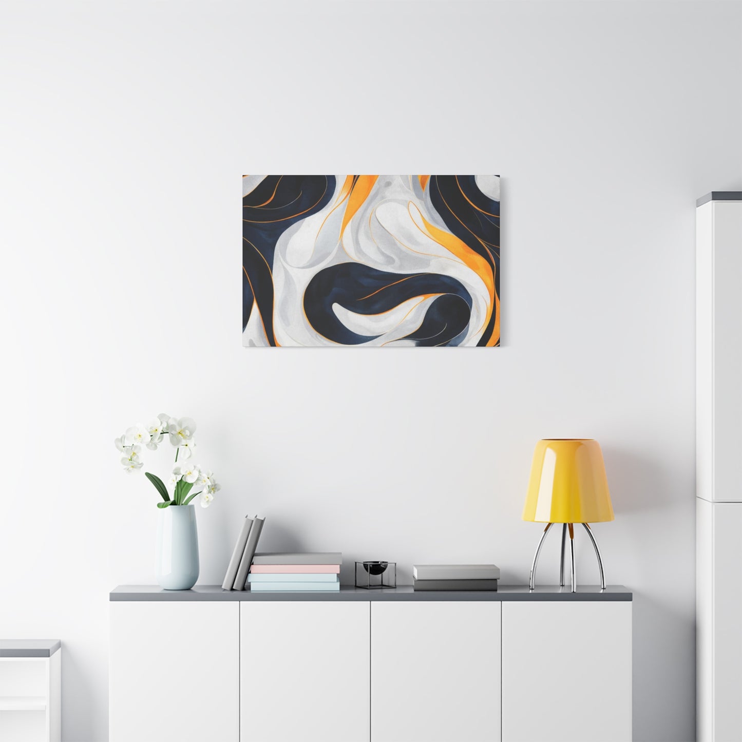 Abstract Navy & Gold Swirl Matte Canvas Wall Art