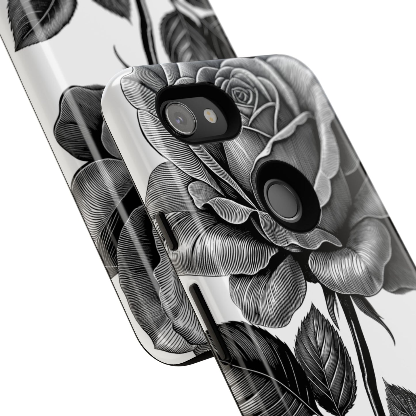 Elegant Floral Phone Case - Tough Cases, Black Rose Design, Floral Phone Cover, Stylish Phone Accessory, Gift for Her, Mother's Day