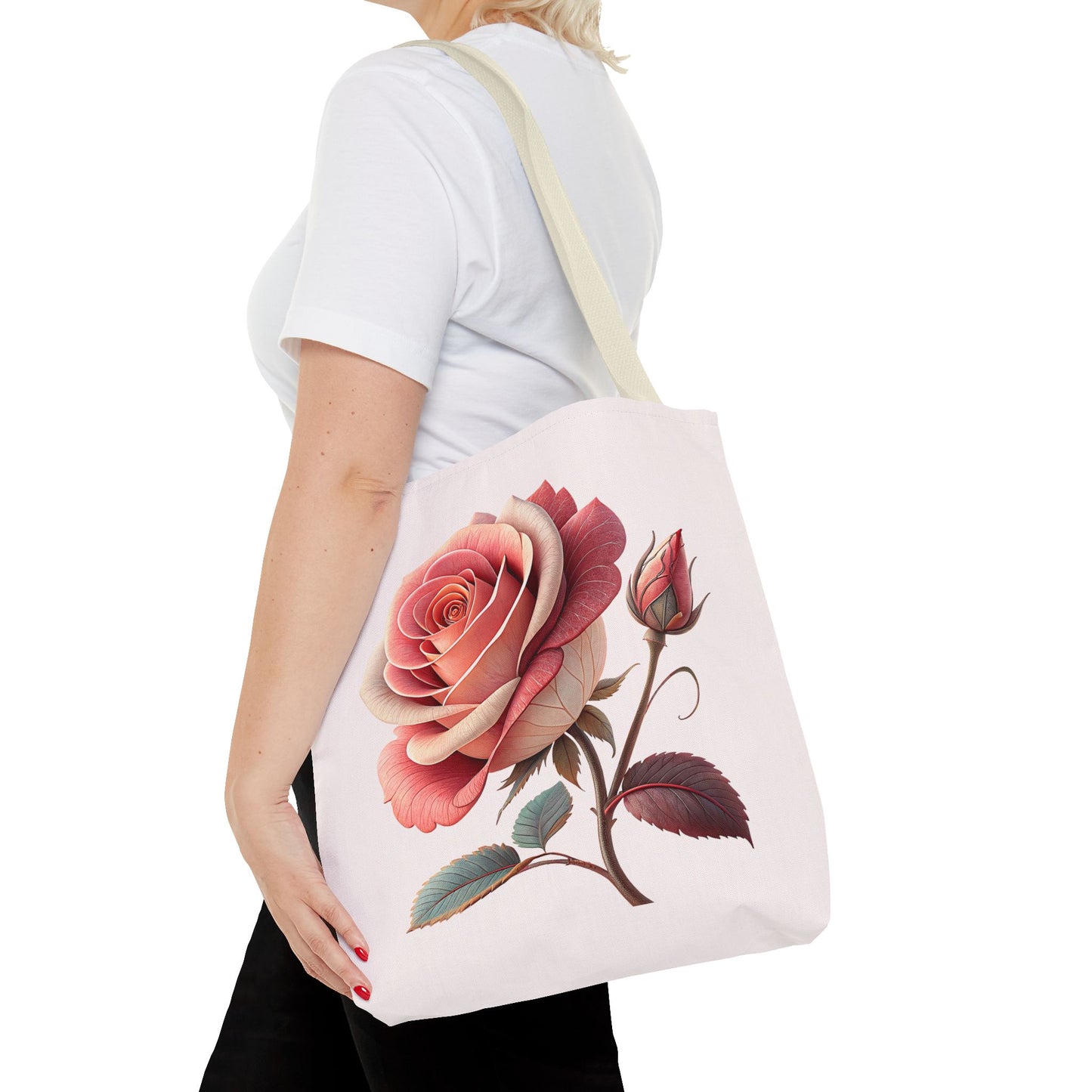 Romantic Floral Tote Bag, Rose Design, Chic Bag, Stylish Carryall, Perfect Gift for Her, Everyday Use, Eco-Friendly