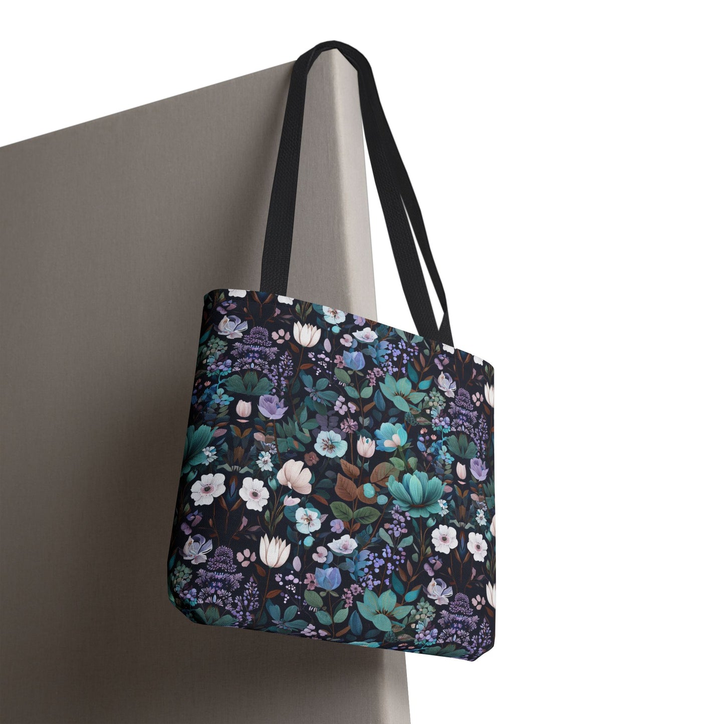 Floral Nightfall Tote Bag — Dark Botanical All-Over Print
