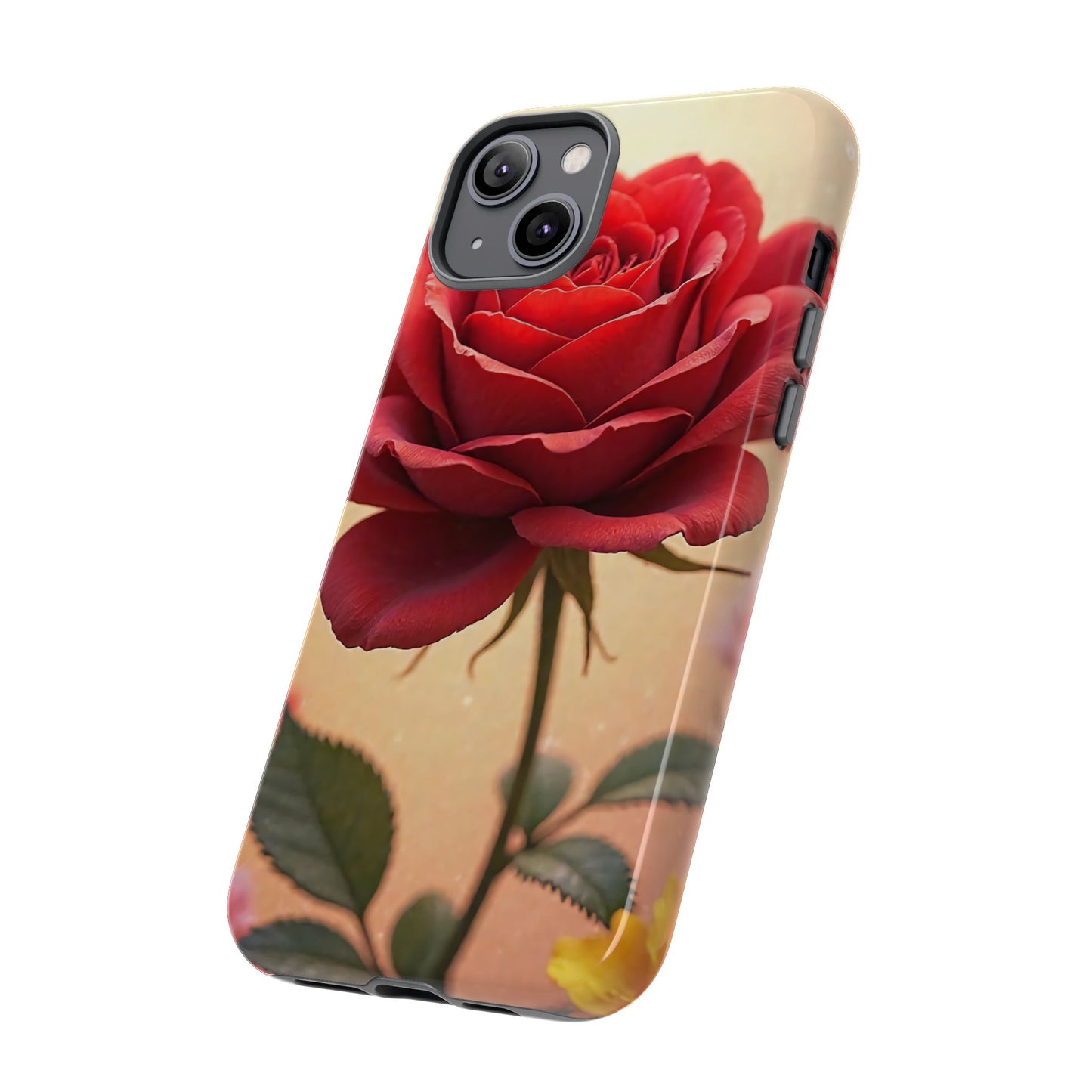 Floral Phone Case with Red Rose Design, Tough Phone Cover, Flower Print, Gift for Her, Stylish Accessory, Floral Aesthetic