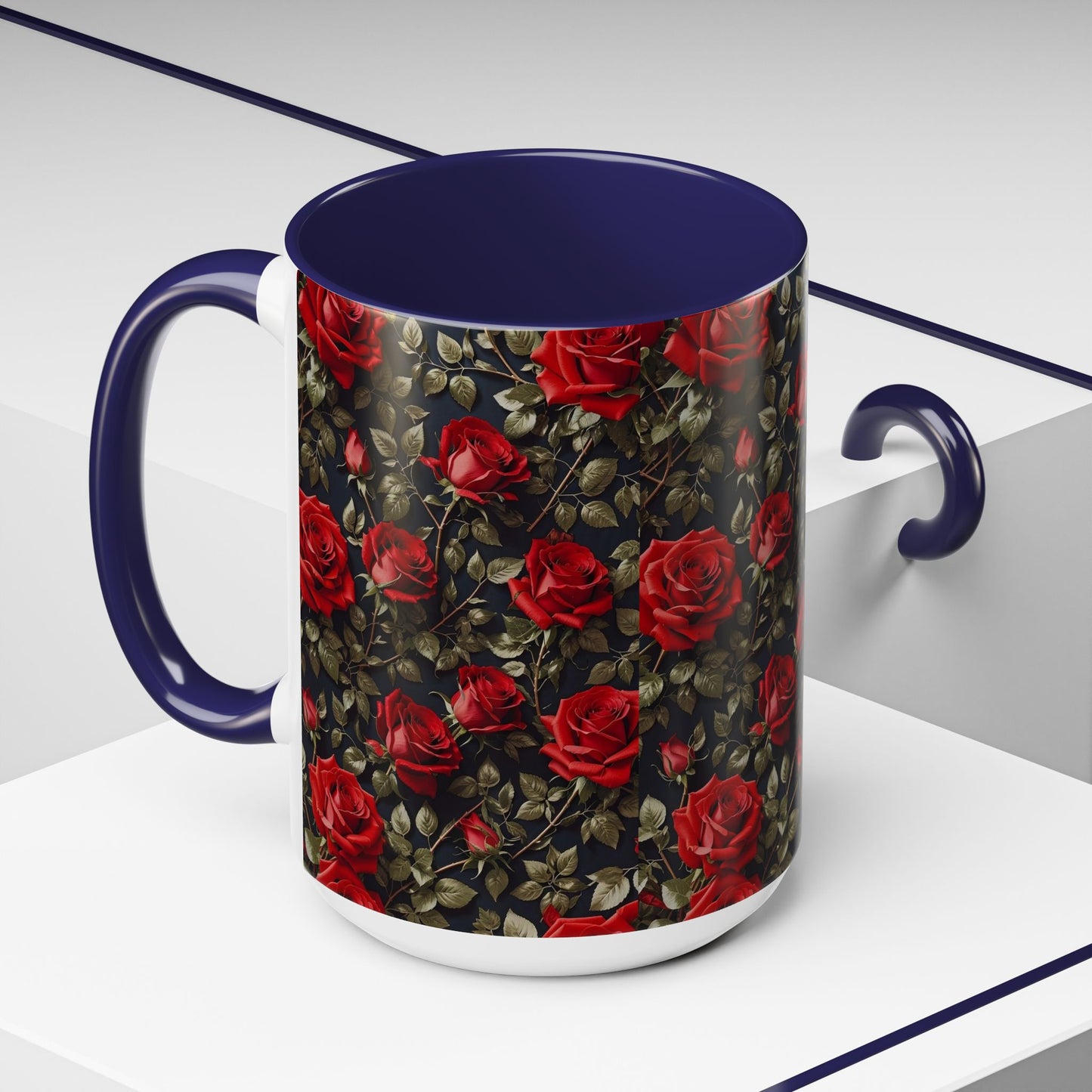 Elegant Floral Accent Coffee Mug - Black Rose Design, Gift for Her, Home Decor, Coffee Lovers, Mother's Day, Birthday