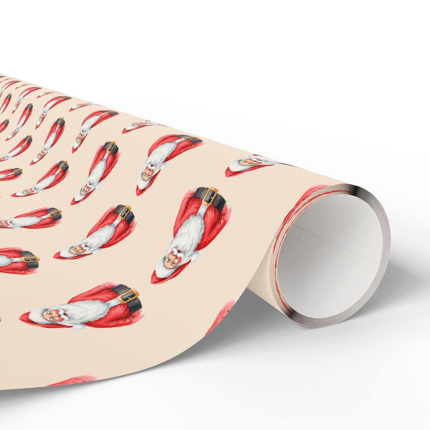 Santa Pattern Wrapping Paper Roll — Vintage Christmas Gift Wrap