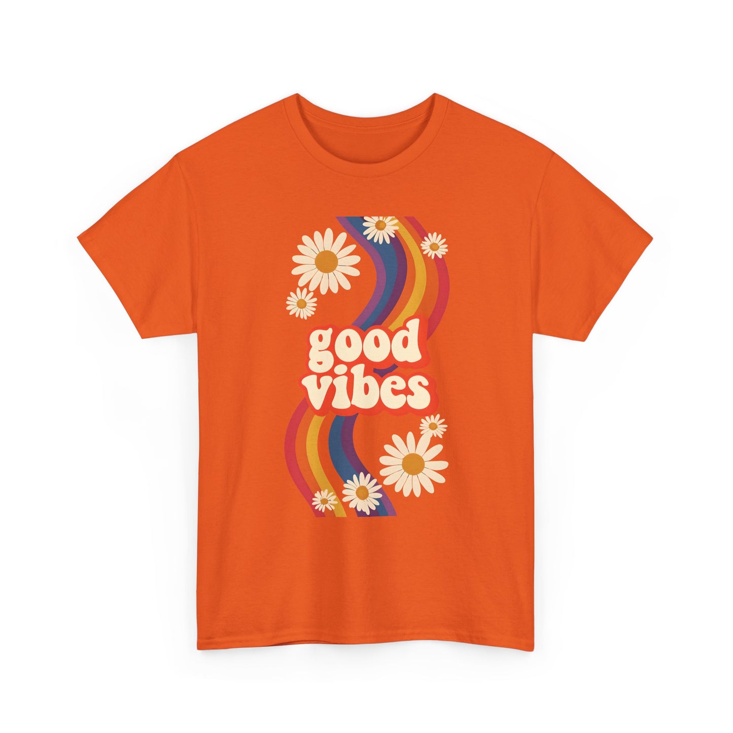 Good Vibes Unisex Heavy Cotton Tee, Retro Graphic T-Shirt, Feel Good Apparel, Summer Outfit, Casual Gift for Friends