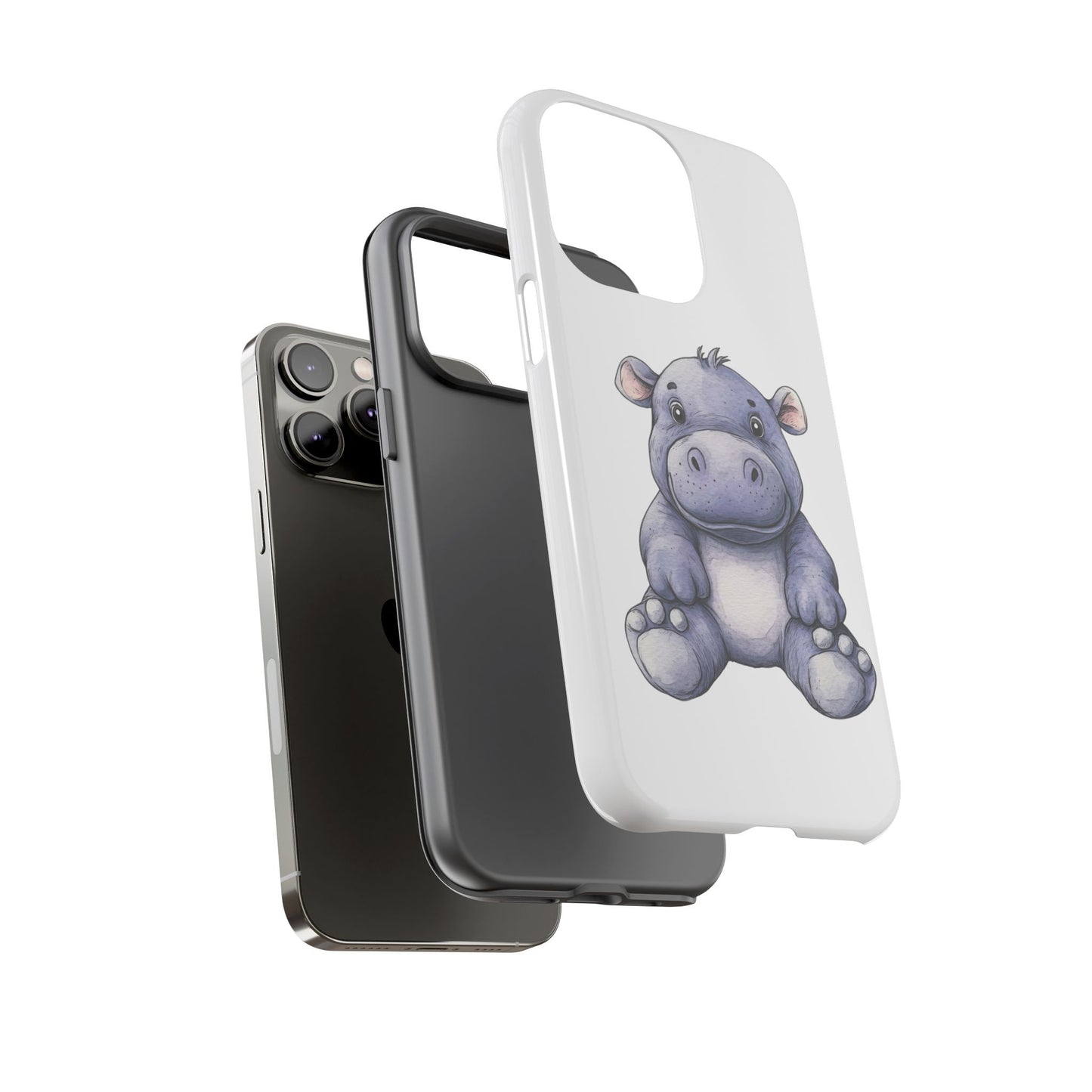 Cute Hippo Phone Case, Unique Tough Cases, Animal Lover Gift, Cute Animal Design, Baby Animal Phone Accessory