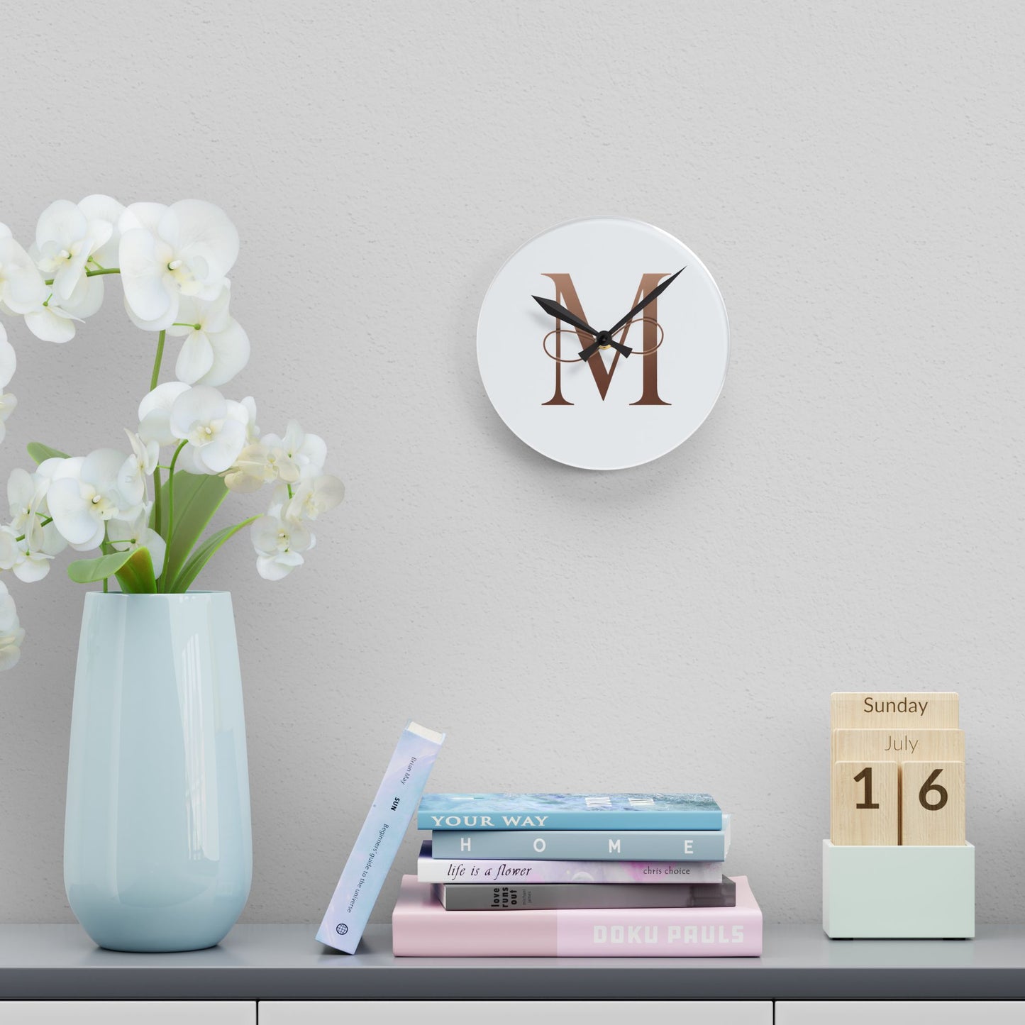 Elegant Monogram Acrylic Wall Clock - Personalize Your Space, Modern Home Decor, Unique Gift for Her, Housewarming, Minimalist Design