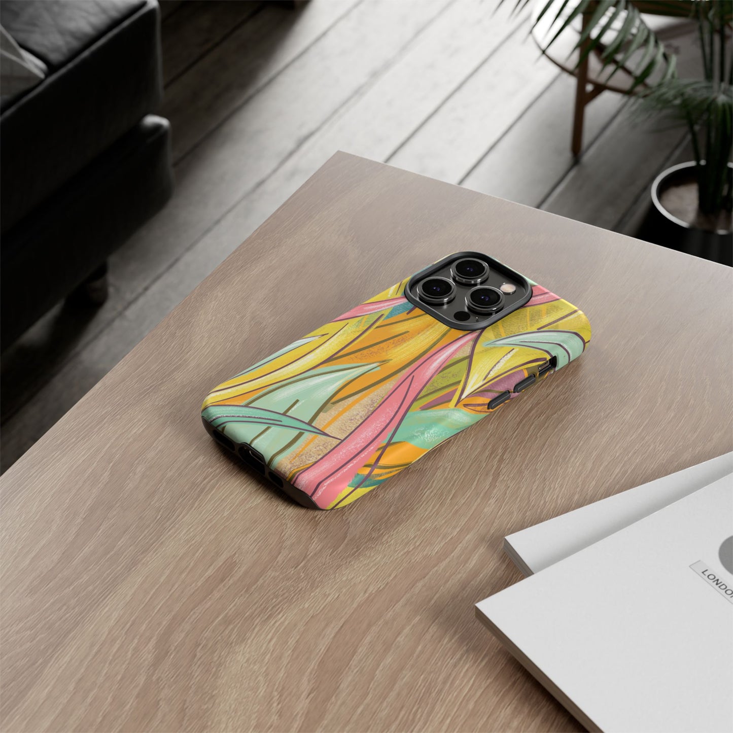 Vibrant Phone Case with Colorful Leaf Design, Tough Cases for Nature Lovers, Eco-Friendly Gift, Summer Vibes, Floral Phone Cover