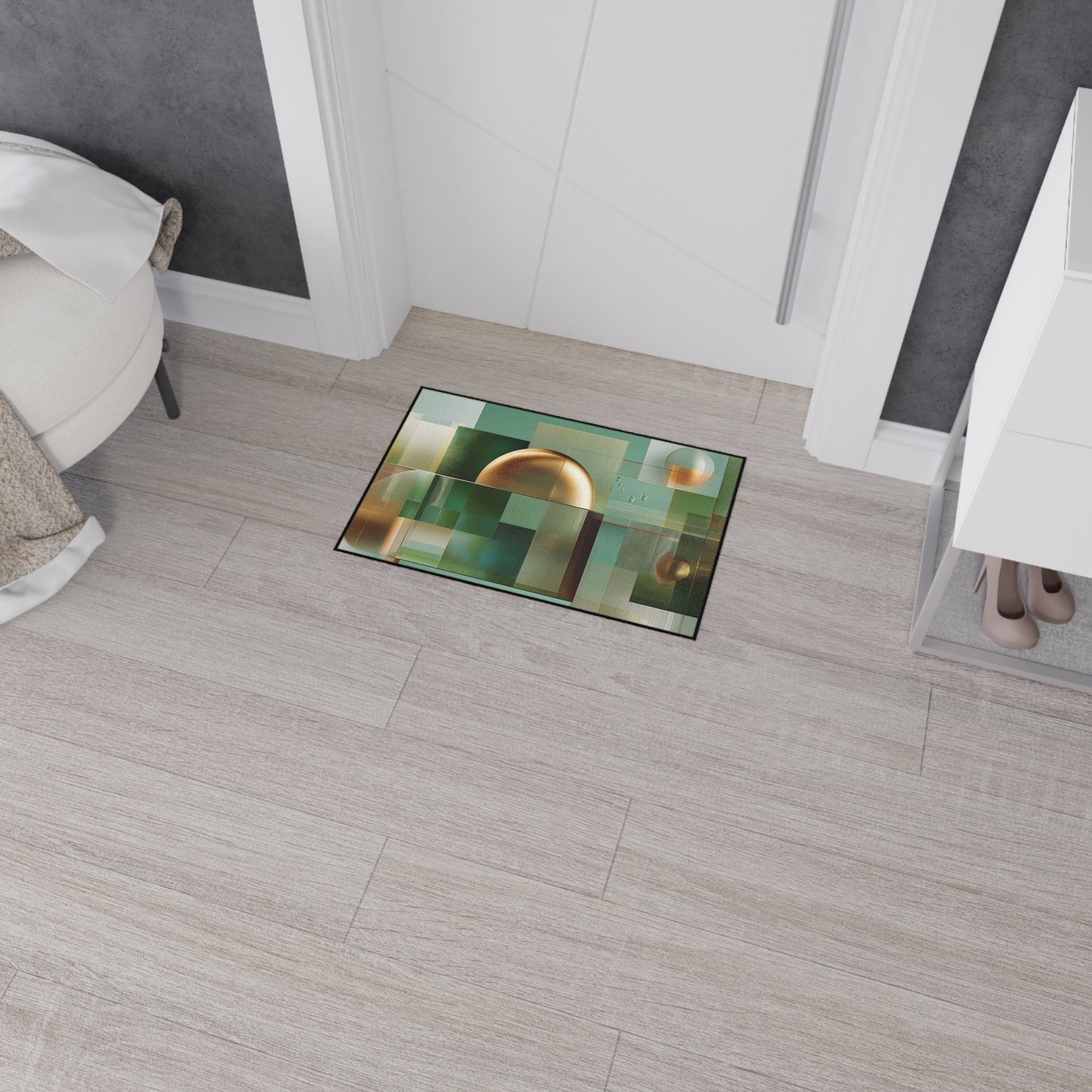 Geometric Gold Sphere Heavy-Duty Floor Mat