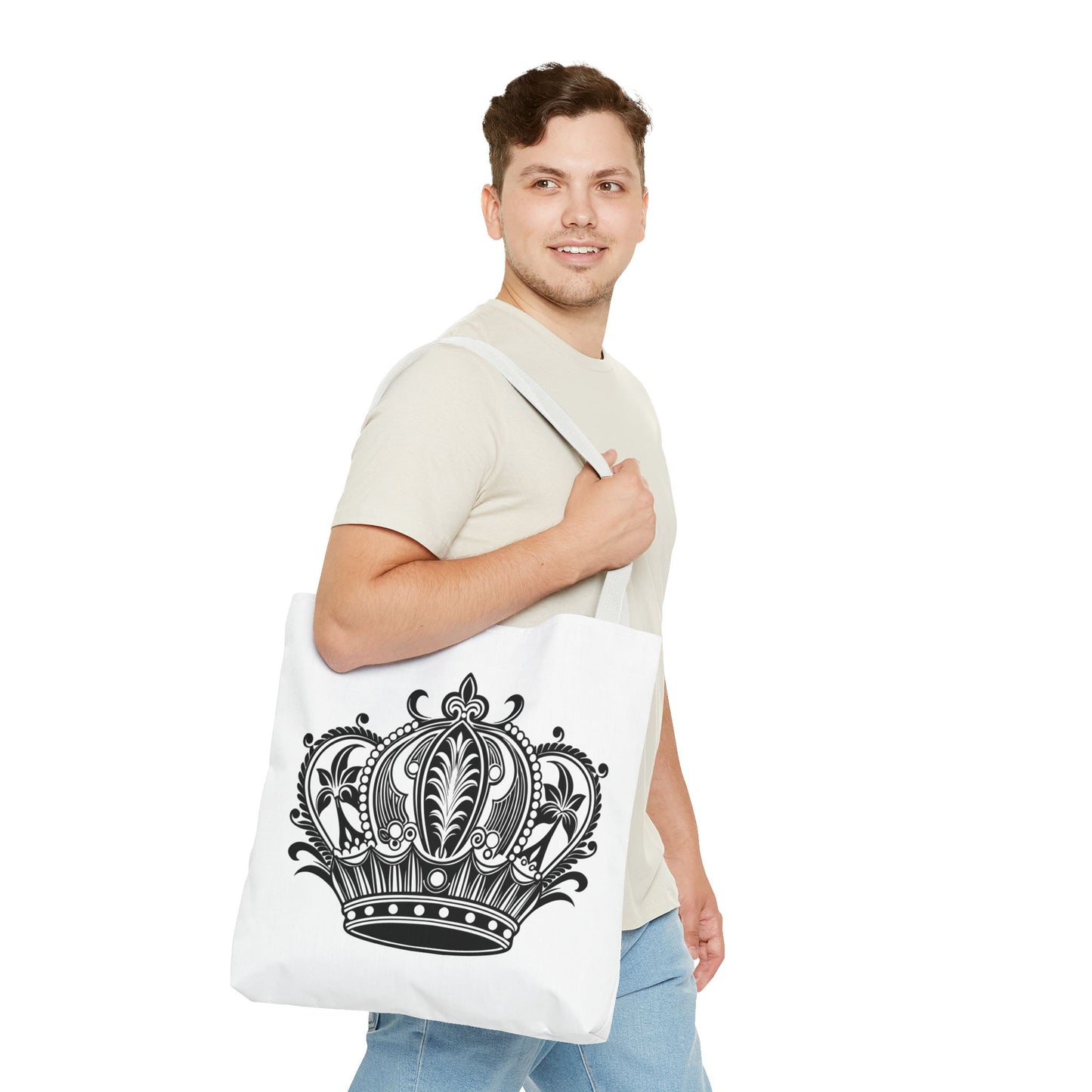 Crown Design Tote Bag, Royal Style Shopping Tote, Chic Grocery Bag, Gift for Her, Fashionable Accessories