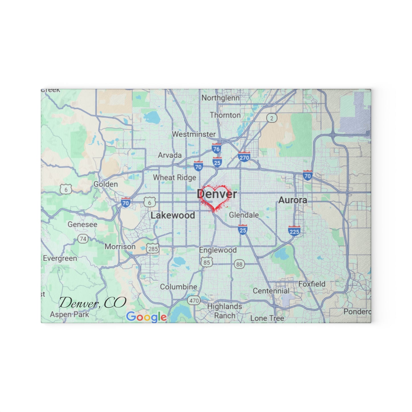 Personalized Denver Map Glass Cutting Board, Kitchen Decor, Housewarming Gift, Wedding Gift, Unique Gift for Chefs, Culinary Lover