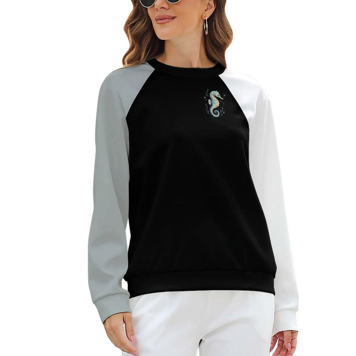 Seahorse Sweatshirt Designs Raglan Style