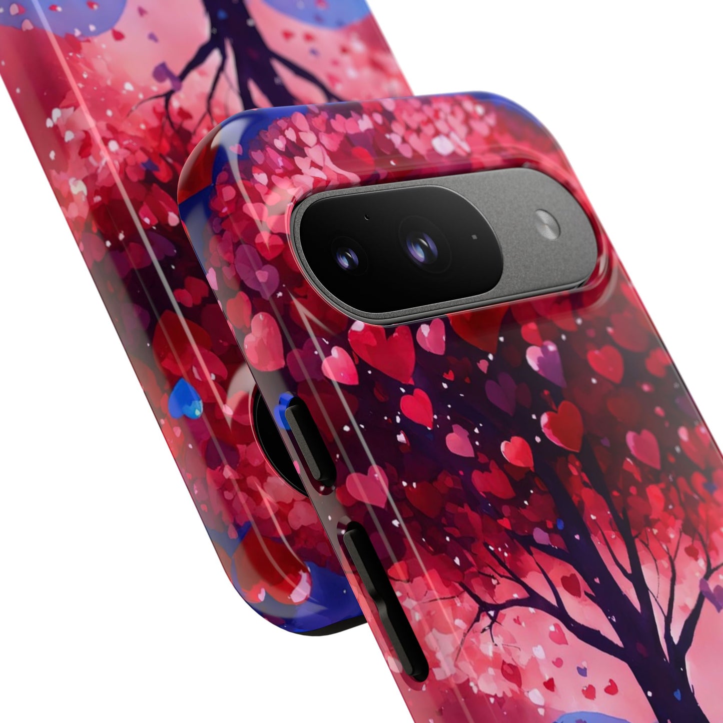 Heart Tree Phone Case — Romantic Red & Blue Protective Tough Case
