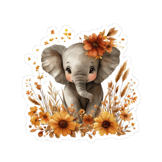Adorable Elephant Kiss-Cut Stickers | Cute Animal Decor for Laptops, Water Bottles, Journals | Perfect Gifts for Kids and Animal Lovers