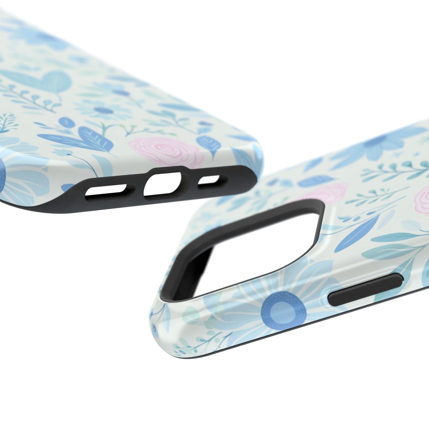 Floral Pastel Magnetic Impact Phone Case — Blue & Pink Botanical Design