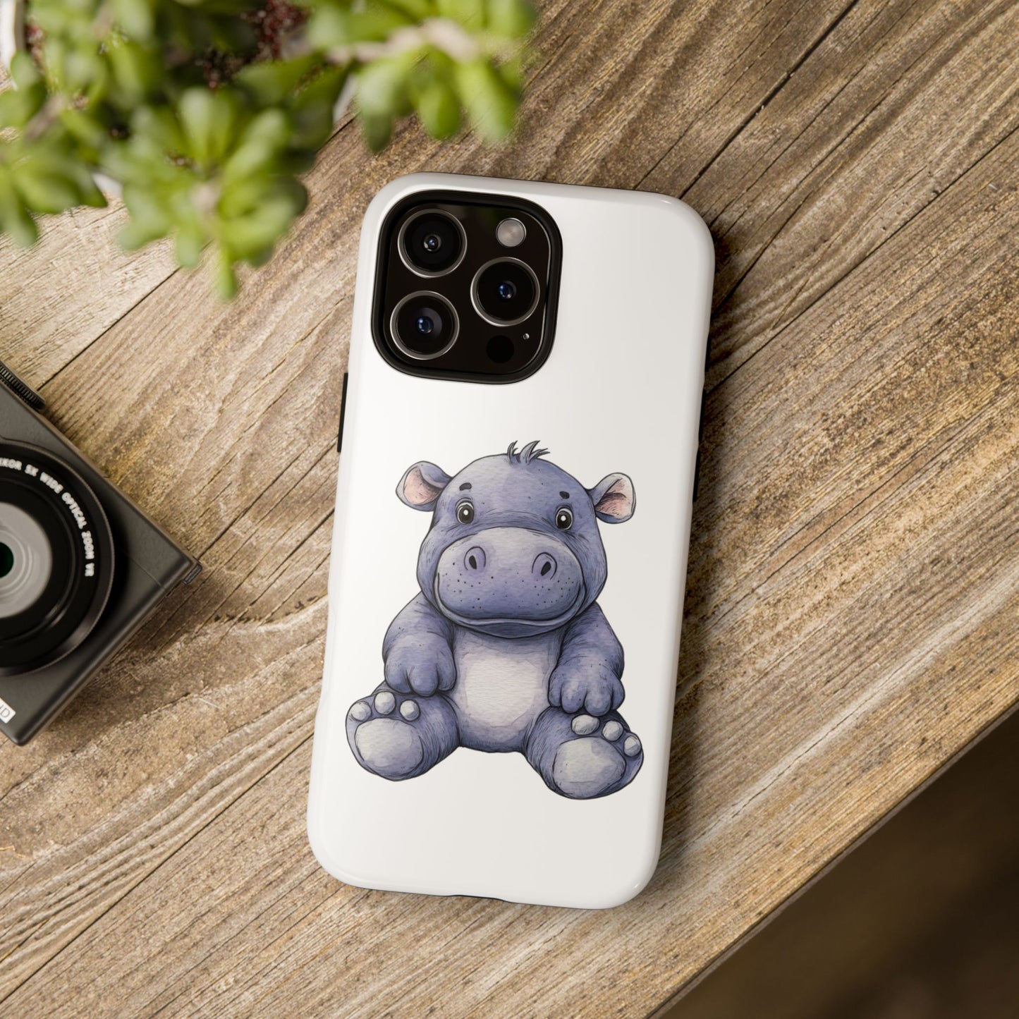 Cute Hippo Phone Case, Unique Tough Cases, Animal Lover Gift, Cute Animal Design, Baby Animal Phone Accessory