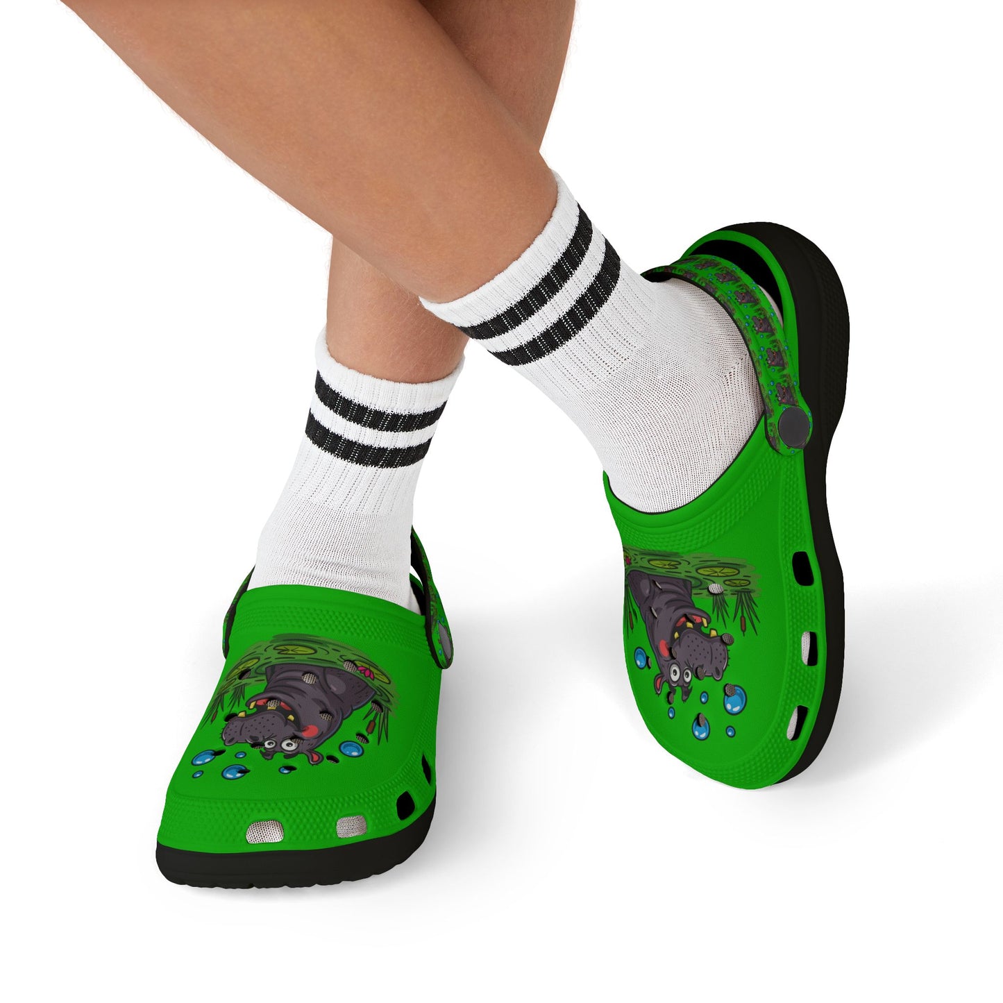 Hippo-Themed Kid's EVA Foam Clogs - Fun Waterproof Slip-Ons for Playtime, Summer, Gifts, Birthdays, Beach