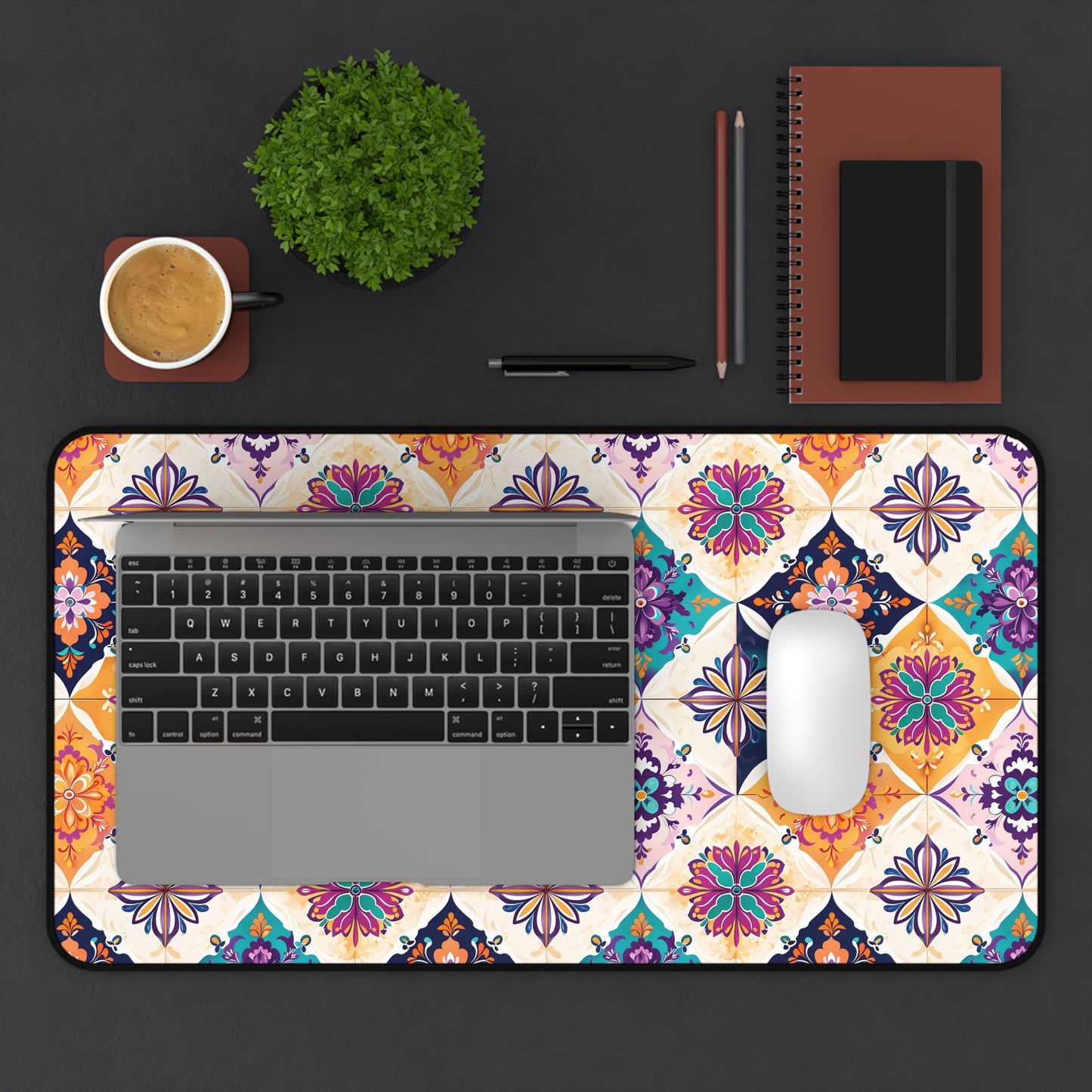 Colorful Geometric Desk Mat - Vibrant Office Decor