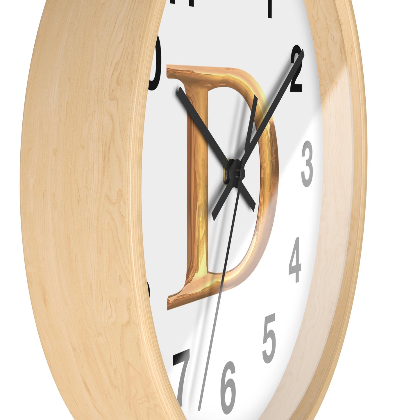 Elegant Initial D Wall Clock, Personalized Home Decor, Modern Timepiece, Gift for Her, Study Room Wall Art, Unique Design