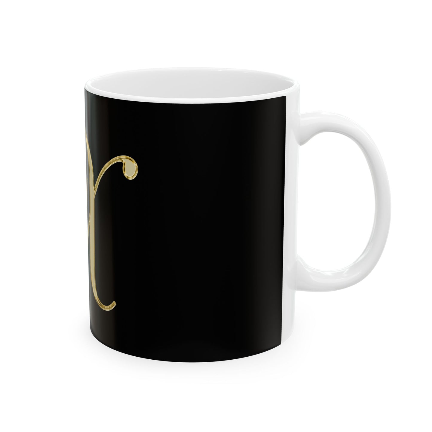 Gold Script Letter 'X' Ceramic Mug — Elegant Monogram Coffee Cup (11oz, 15oz)