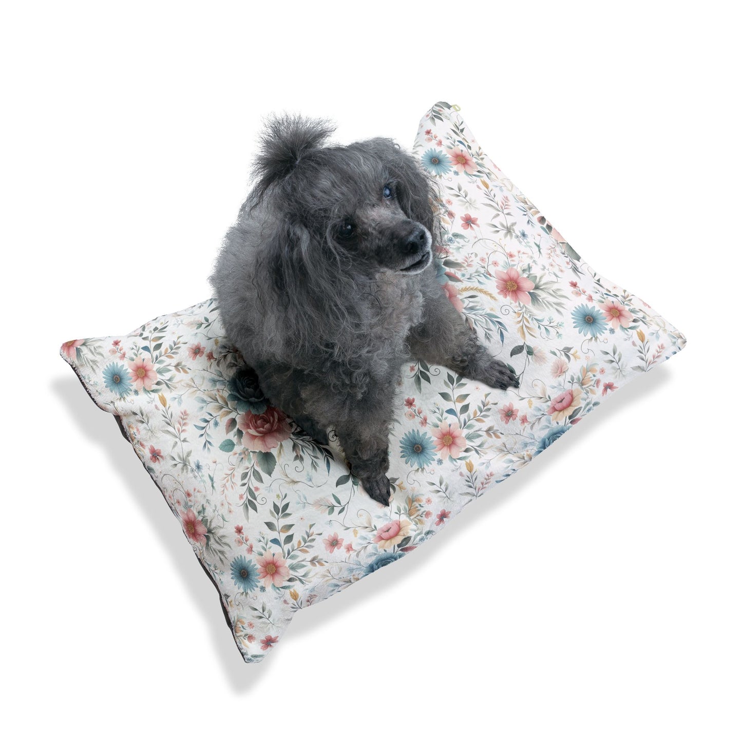 Floral Pet Bed - Cozy Furry Dog & Cat Bed, Decorative Cushion for Pets, Gift for Pet Lovers, Comfortable Pet Sleeping Pad