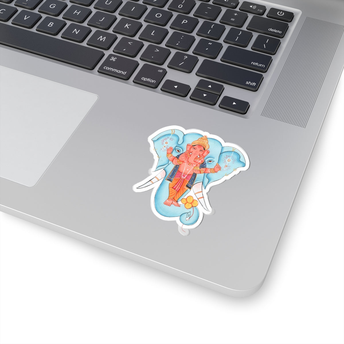 Vibrant Ganesh Kiss-Cut Stickers, Spiritual Decor, Laptop Stickers, Gift for Yoga Lovers, Festival Decoration, Hindu Art