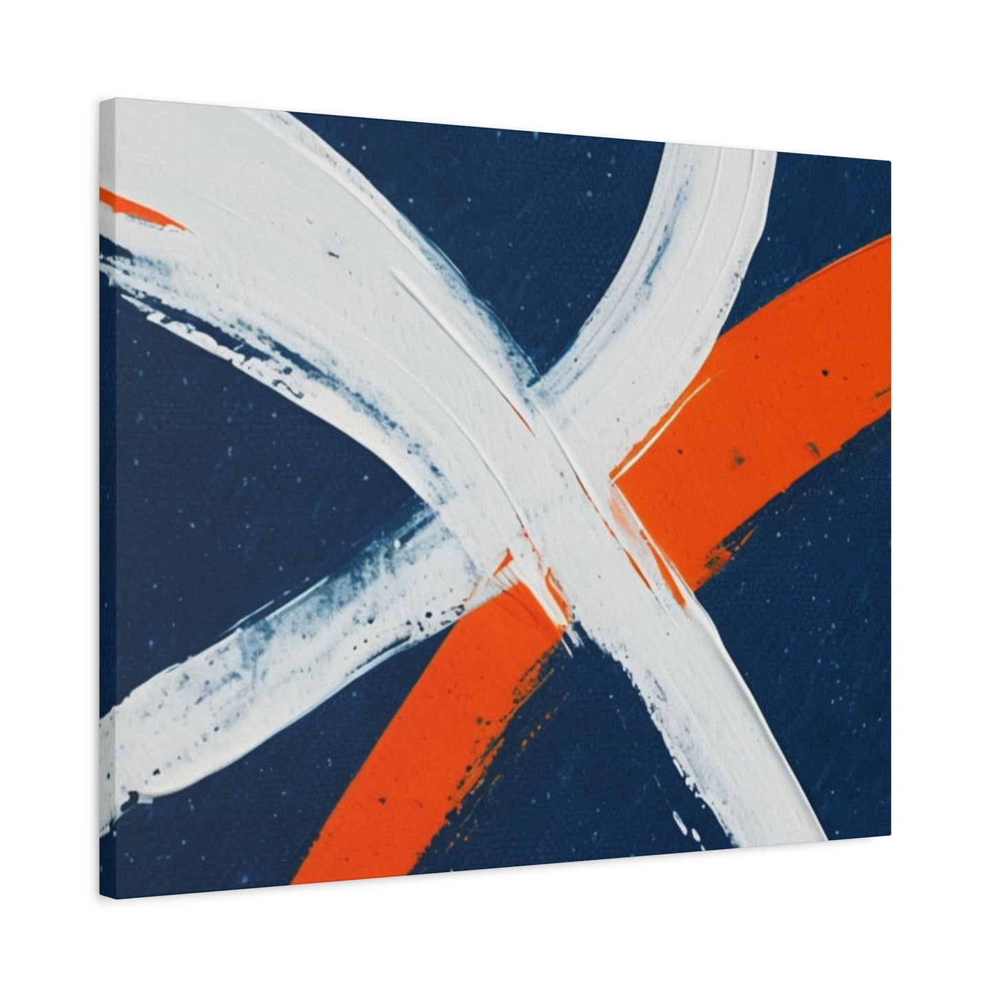 Abstract Navy & Orange Brushstroke Canvas