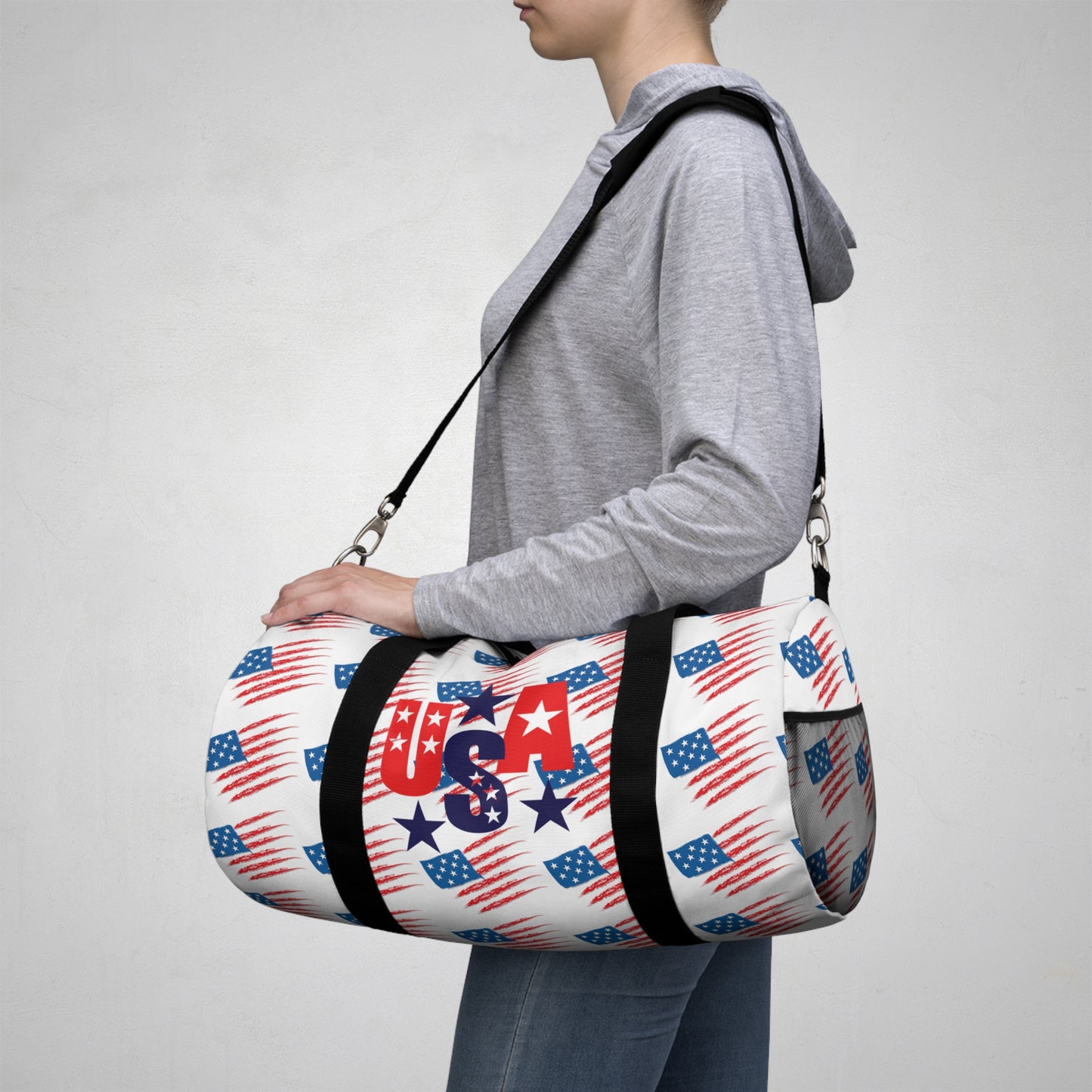 Patriotic Duffel Bag, Sports Gear, Travel Bag, Gym Bag, Fourth of July Gift, American Flag Design
