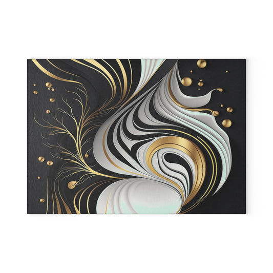 Elegant Abstract Glass Cutting Board, Modern Kitchen Decor, Housewarming Gift, Cooking Accessories, Unique Serving Tray