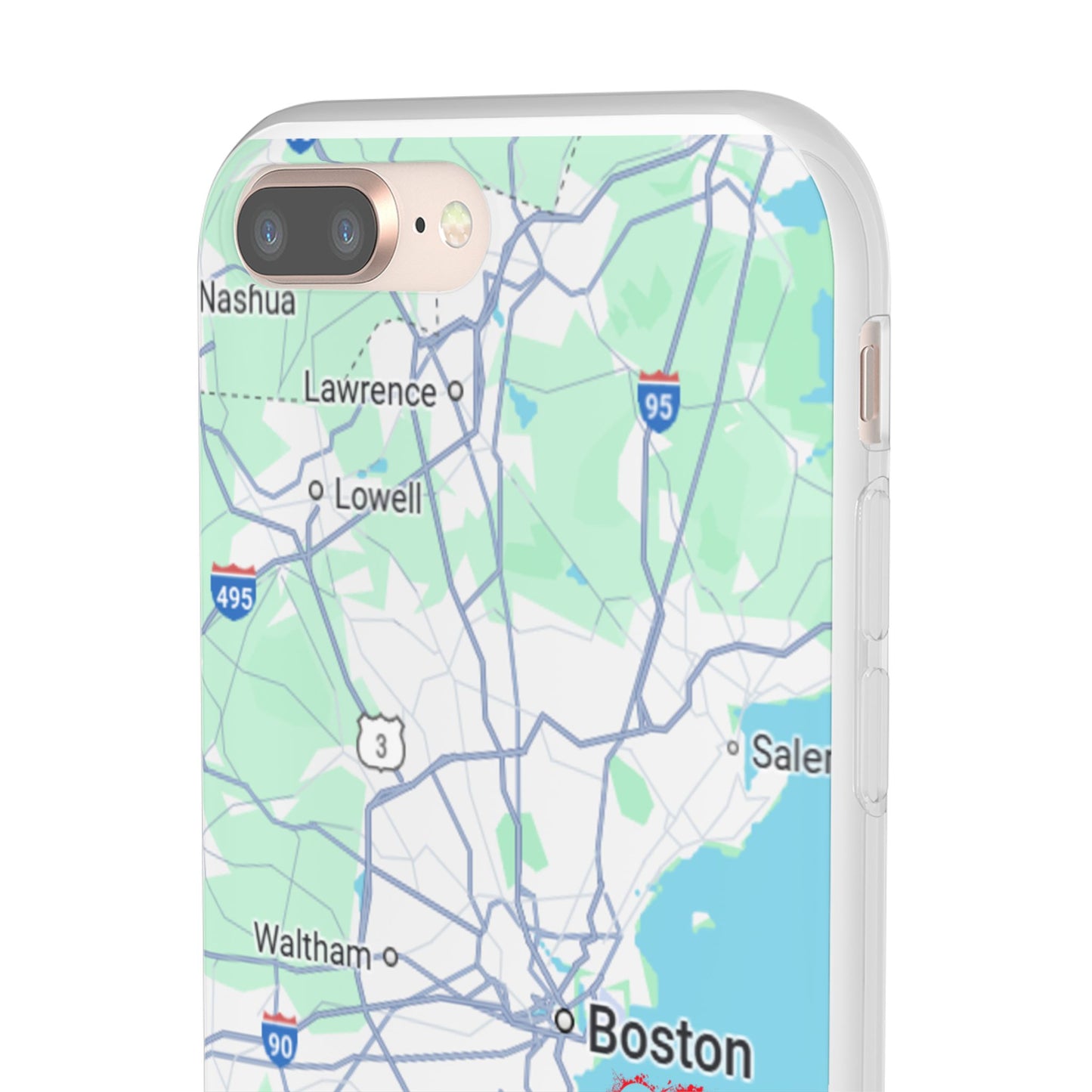 Boston Map Flexi Case for iPhone, Custom Location Phone Case, Unique Gift, Boston Heart Design, Travel Lover Accessory
