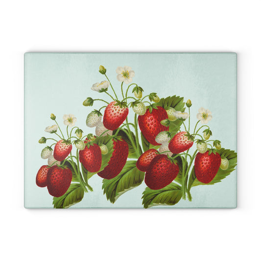 Vintage Strawberry Glass Cutting Board, Kitchen Decor, Gift for Home Chefs, Wedding Present, Retro Kitchen Accessories