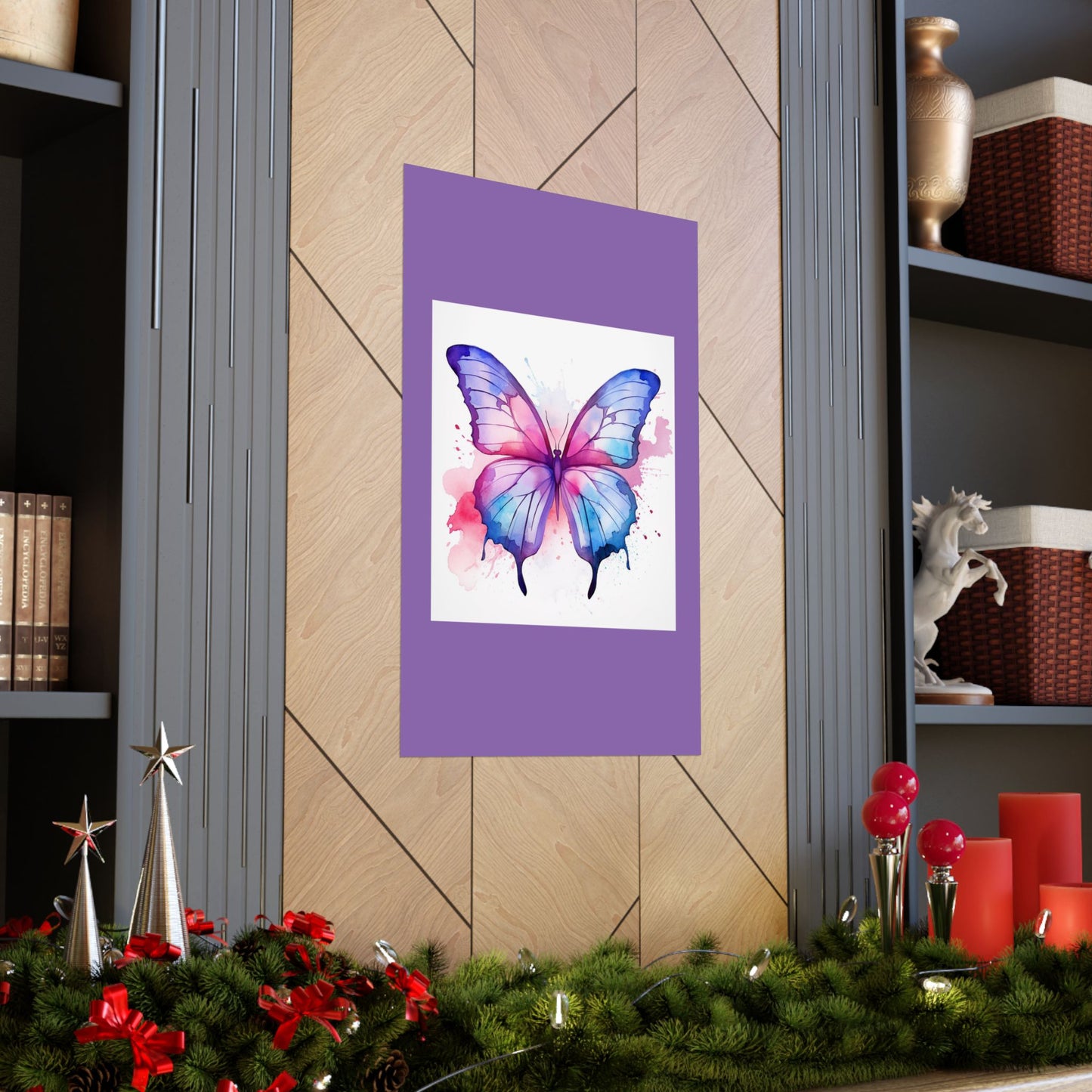 Butterfly Watercolor Matte Poster — Purple Vertical Art Print