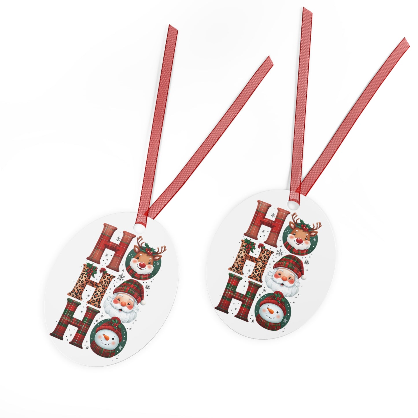 Festive Metal Ornaments, Personalized Holiday Decor, Christmas Tree Ornaments, Cute Ho Ho Ho Design, Unique Gift for Friends