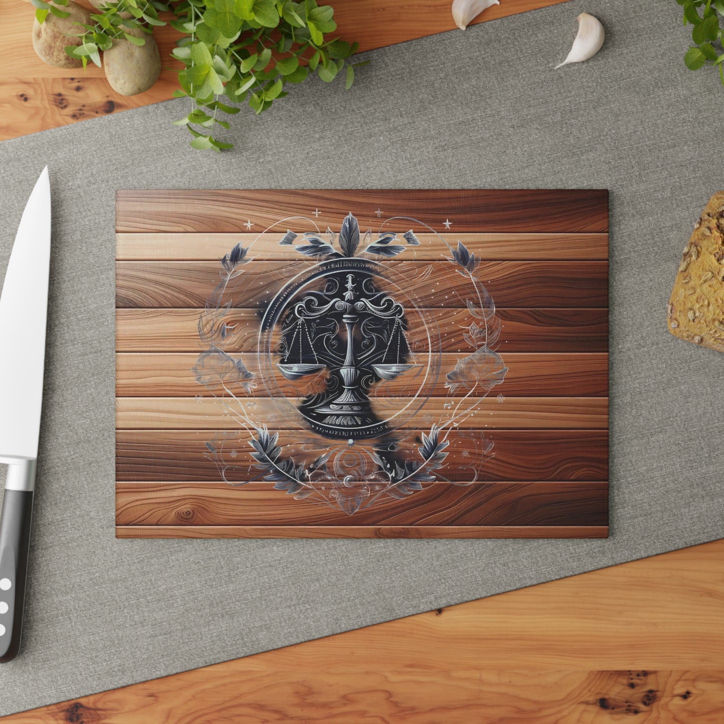 Elegant Law Theme Glass Cutting Board - Perfect for Gifts, Home Decor, Kitchenware, Legal Professionals, Housewarming