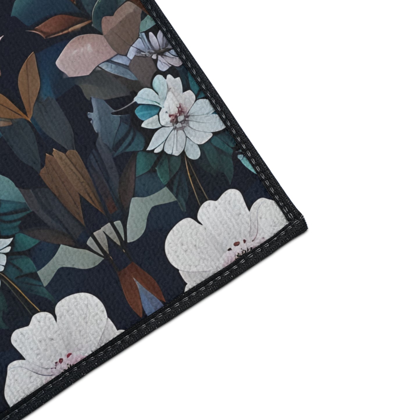 Floral Heavy Duty Floor Mat — Dark Botanical Non-Slip Door Rug