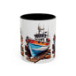 Nautical Accent Coffee Mug | Perfect for Boat Lovers, Sailor Gifts, Coastal Decor, Unique Gift Idea, Custom Artwork Mug